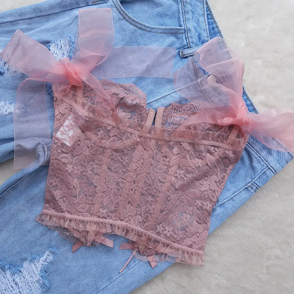 Bustier Encaje Rosa 2