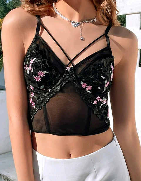 Bustier Flores Bordadas