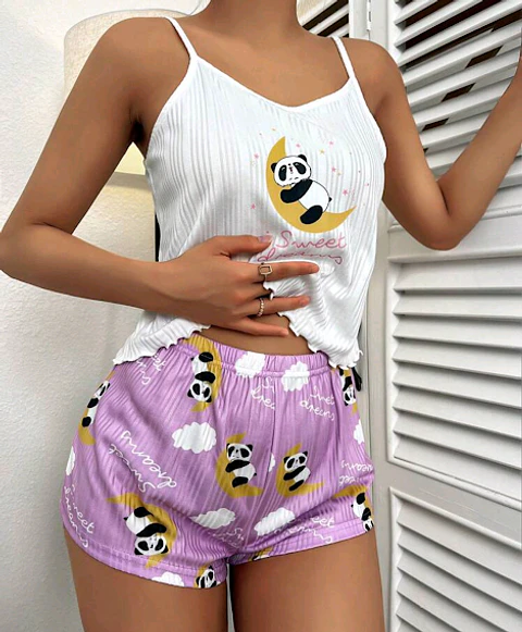 Pijama Estampado de Panda