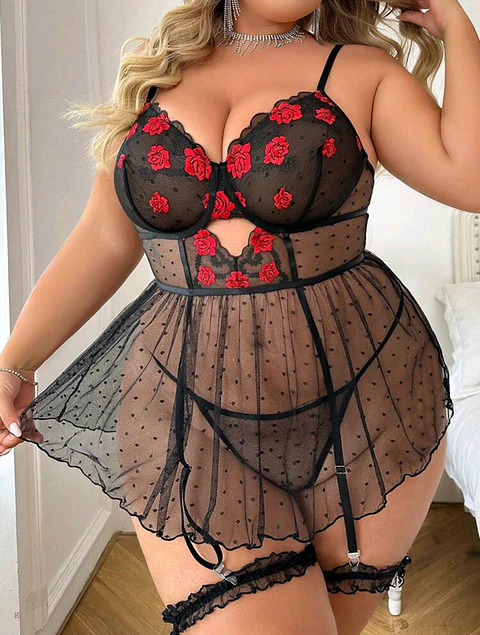 Babydoll Flores Rojas