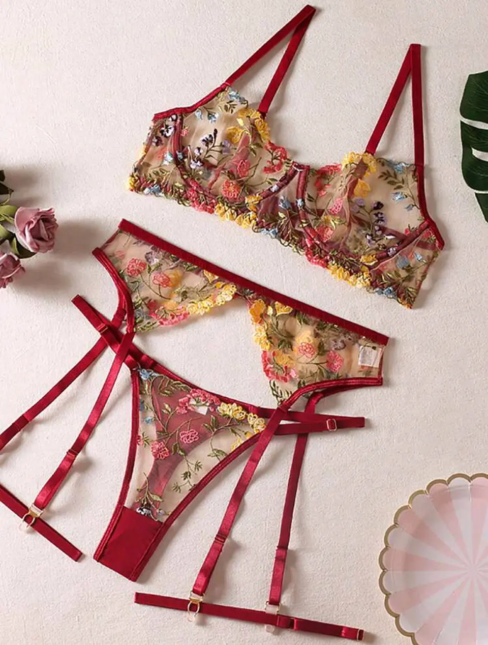 Conjunto Flores Bordadas 6