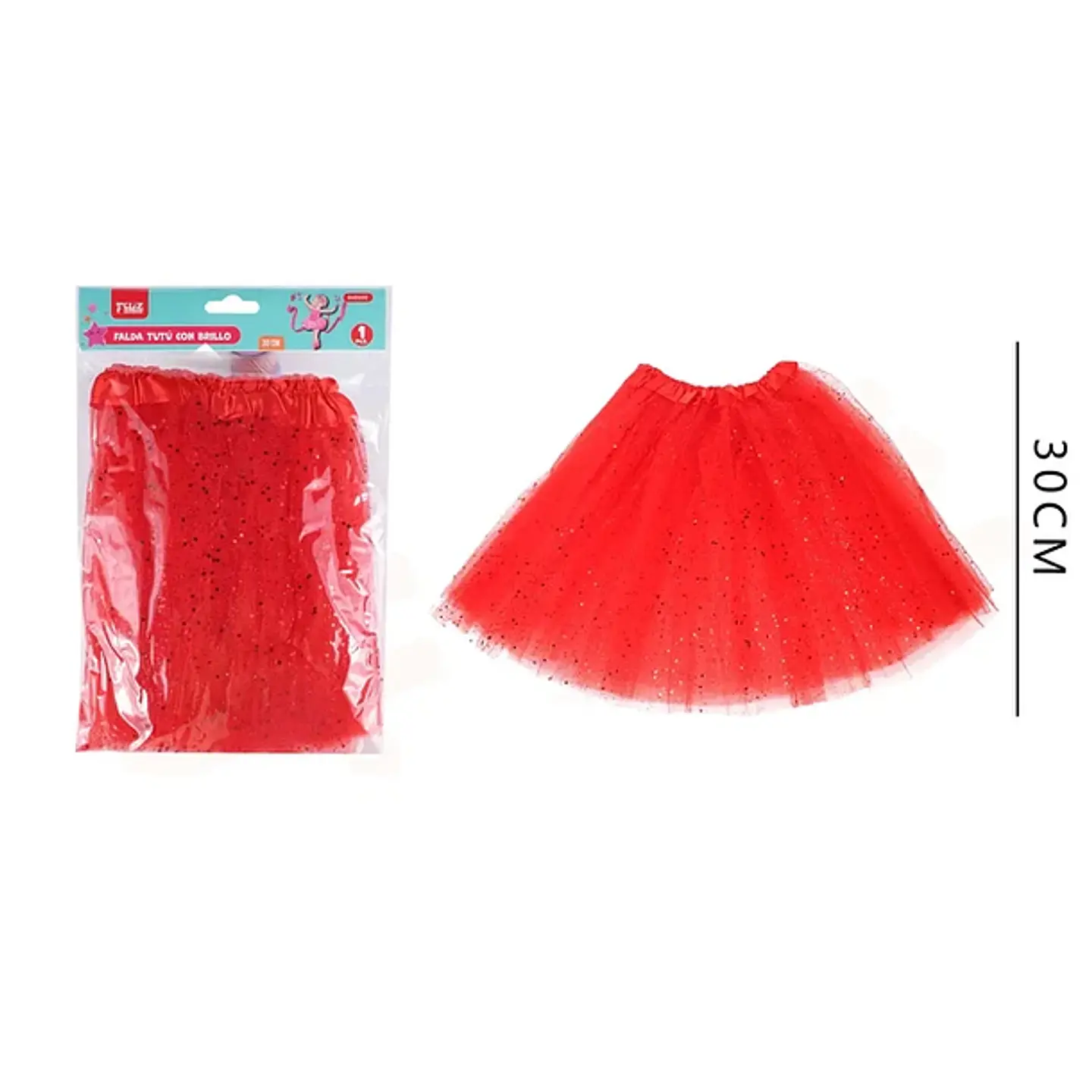 Falda Tutu Brillante Rojo 30cm 1