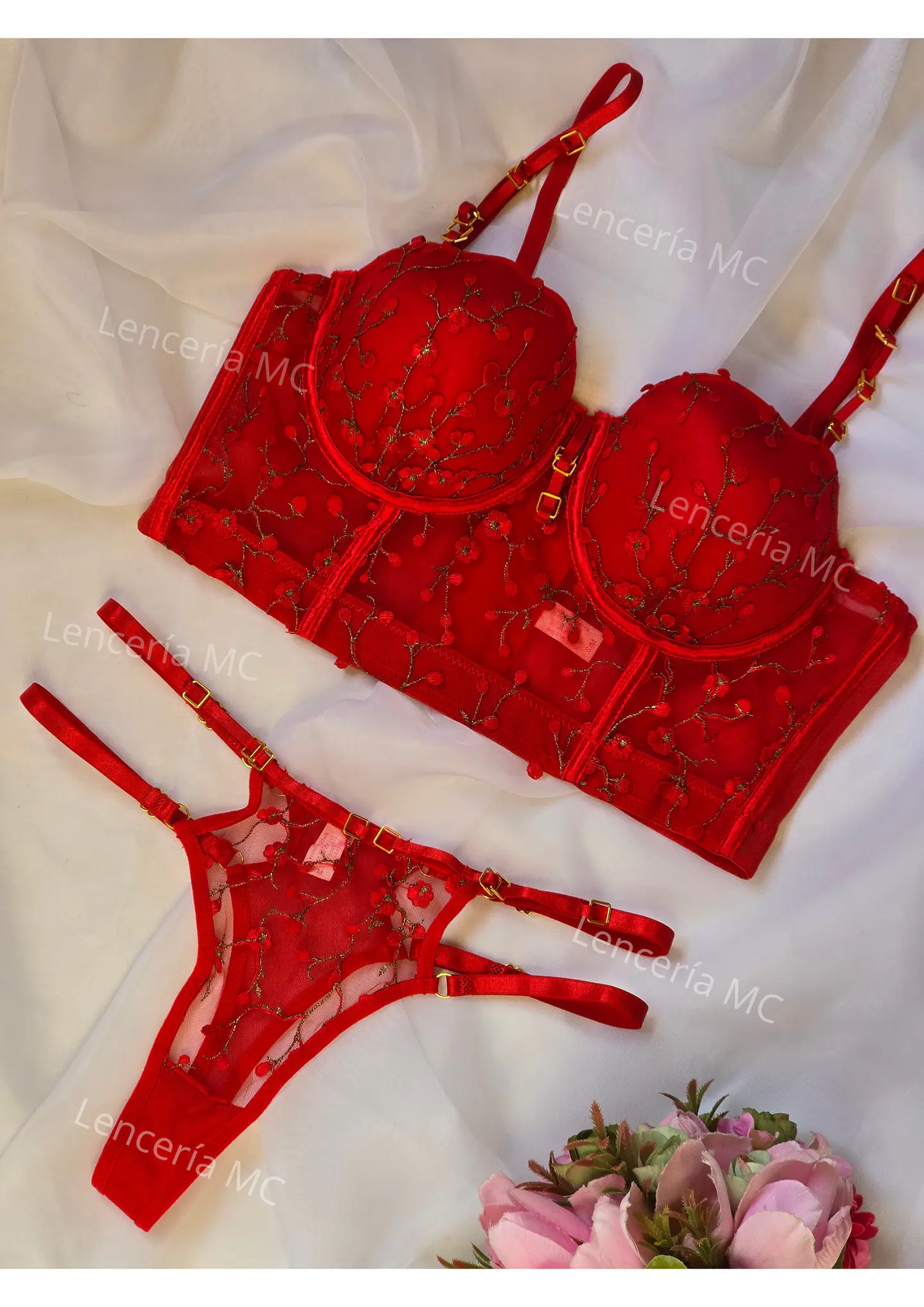Conjunto Flores Bordadas 1