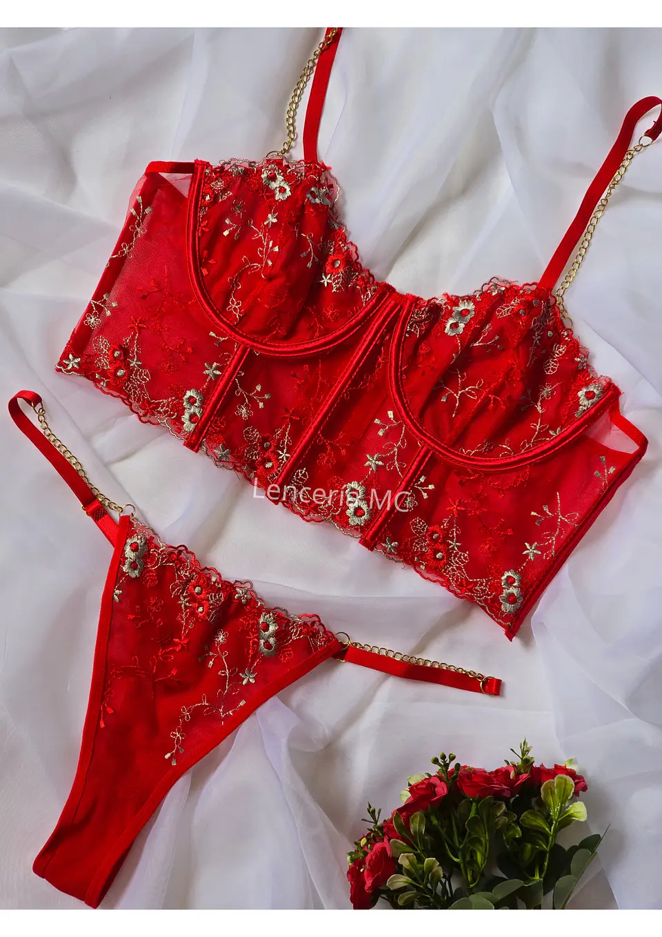 Conjunto Flores Bordadas 1