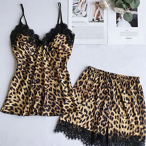 Pijama Satin Estampado de Leopardo