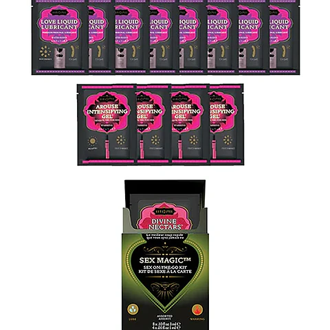 Set 12 Sachets Kama Sutra Lubricante + Intensificador Cálido Sex Magic