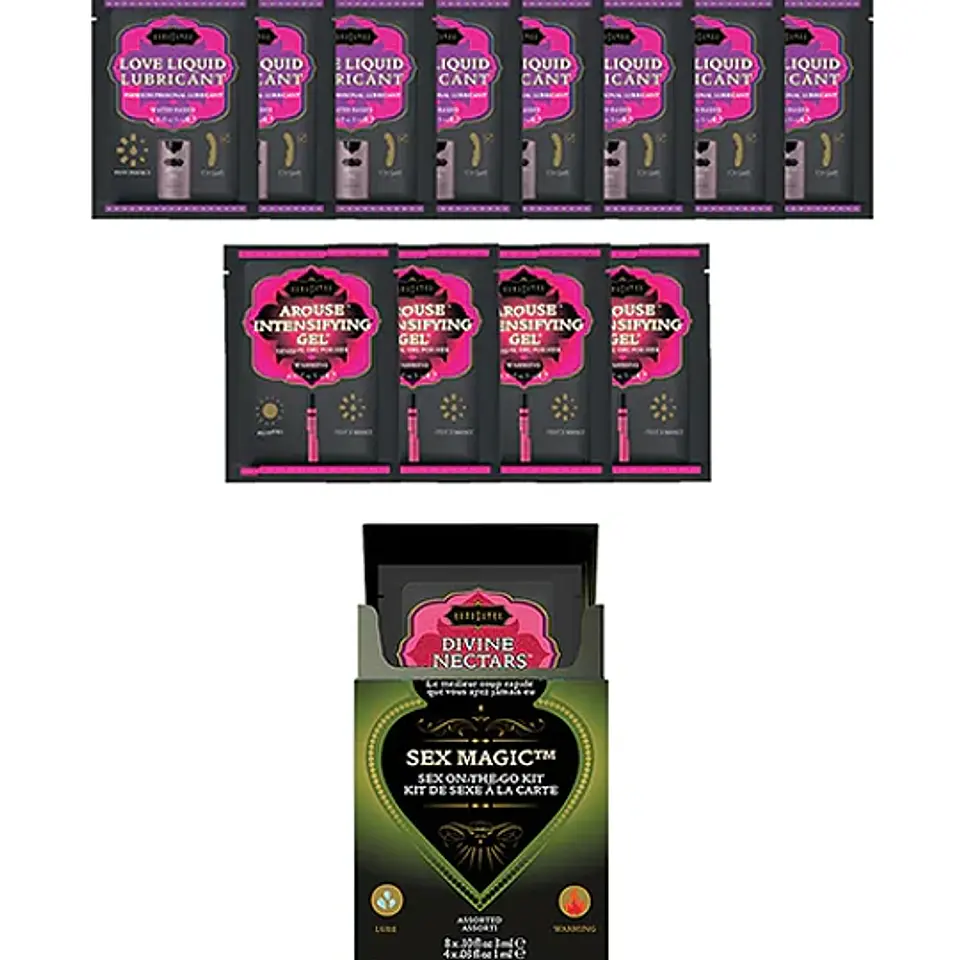 Set 12 Sachets Kama Sutra Lubricante + Intensificador Cálido Sex Magic 1