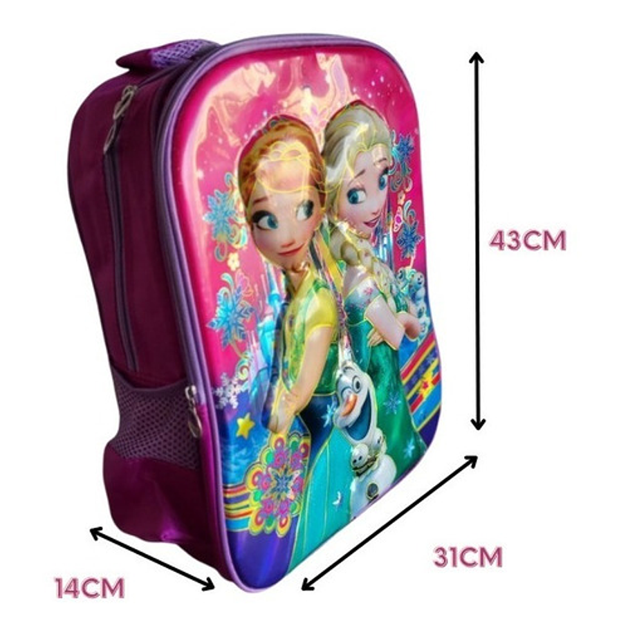 Mochila Escolar Frozen Niñas 3d Relieve Infaltil 35 L Bolso 3
