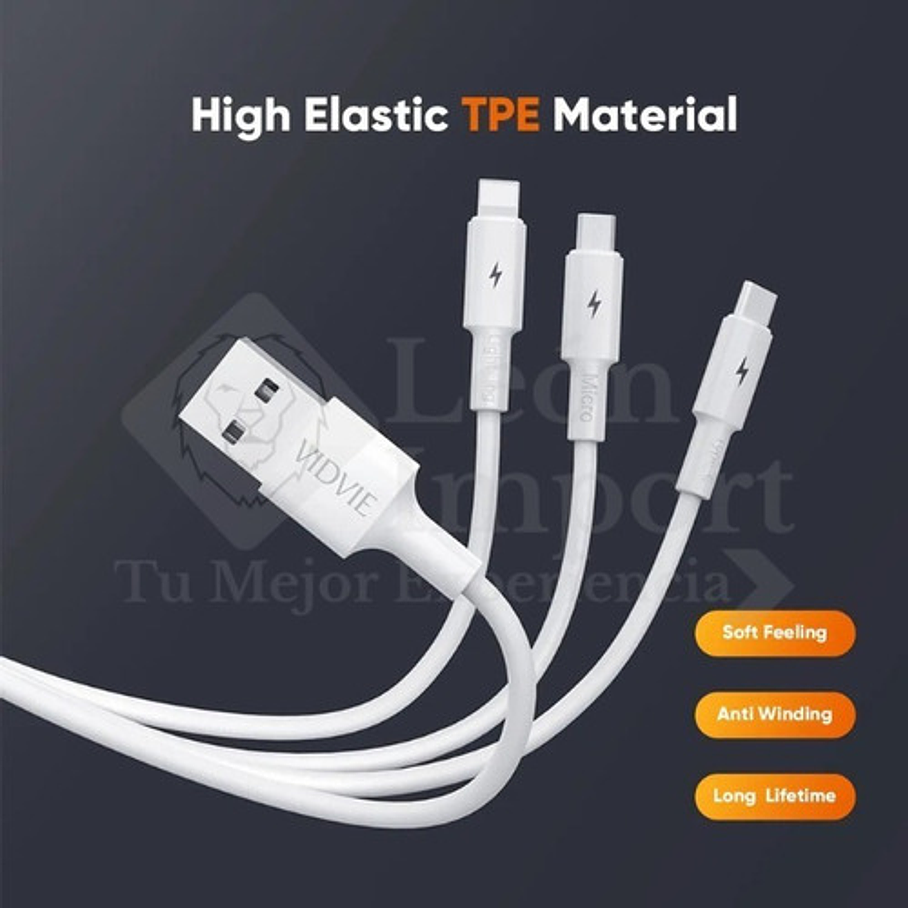 Cable Usb 3 En 1 Samsung iPhone Xiaomi Carga Rápida Usb C 3
