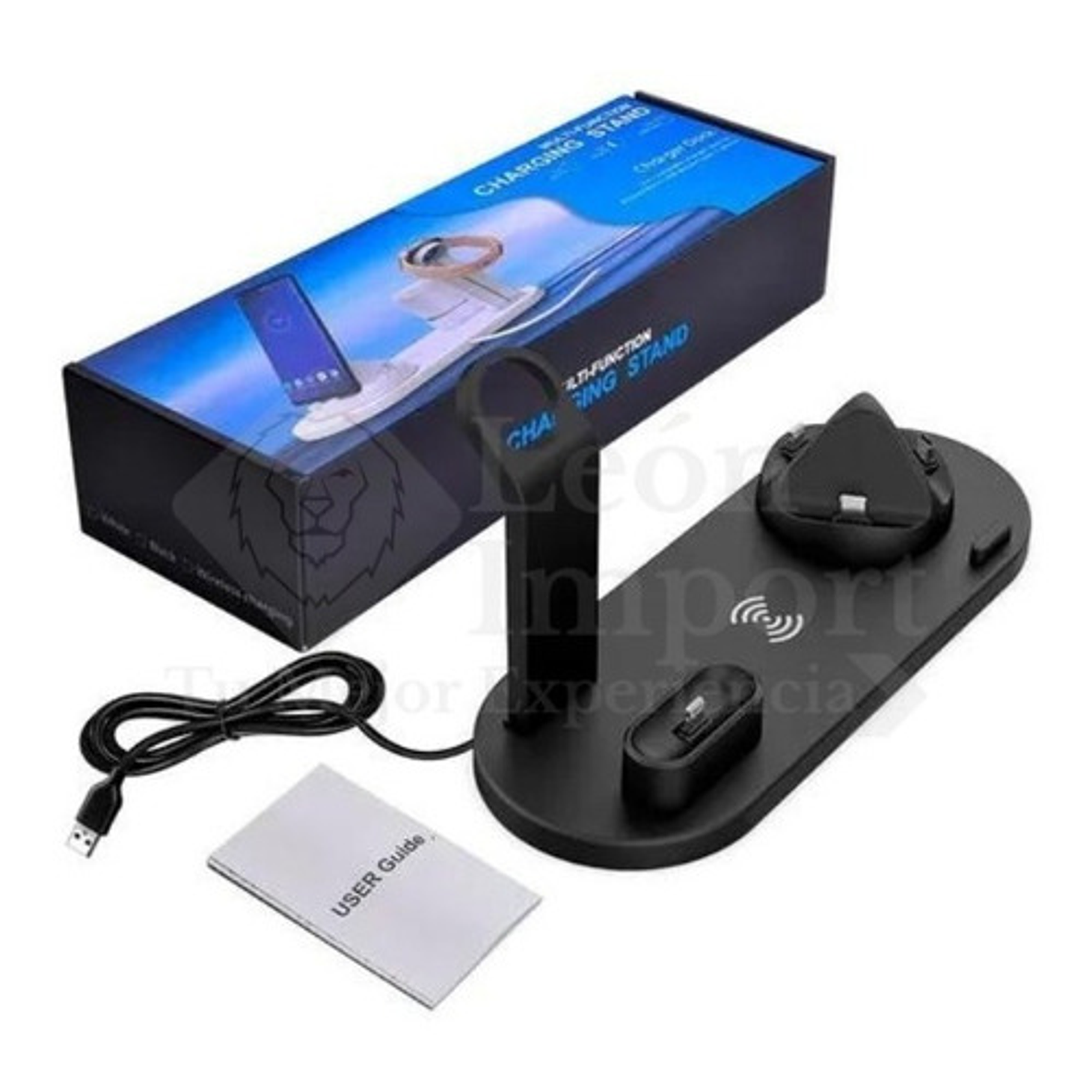 Estacion De Carga Inalambrica 4 En 1 + Cargador 20w 3a 7