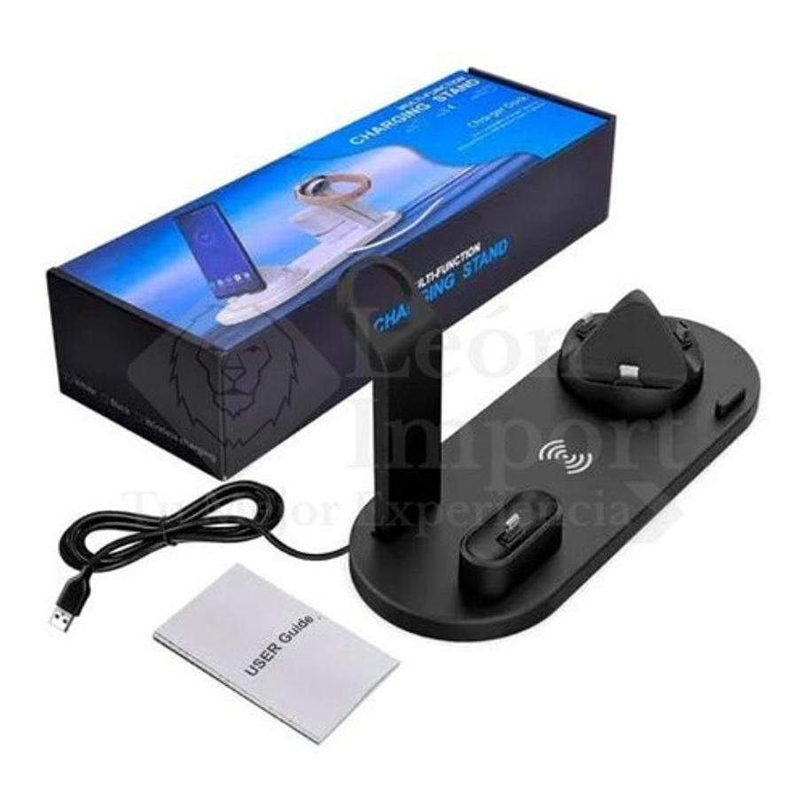 Estacion De Carga Inalambrica 4 En 1 + Cargador 20w 3a 7