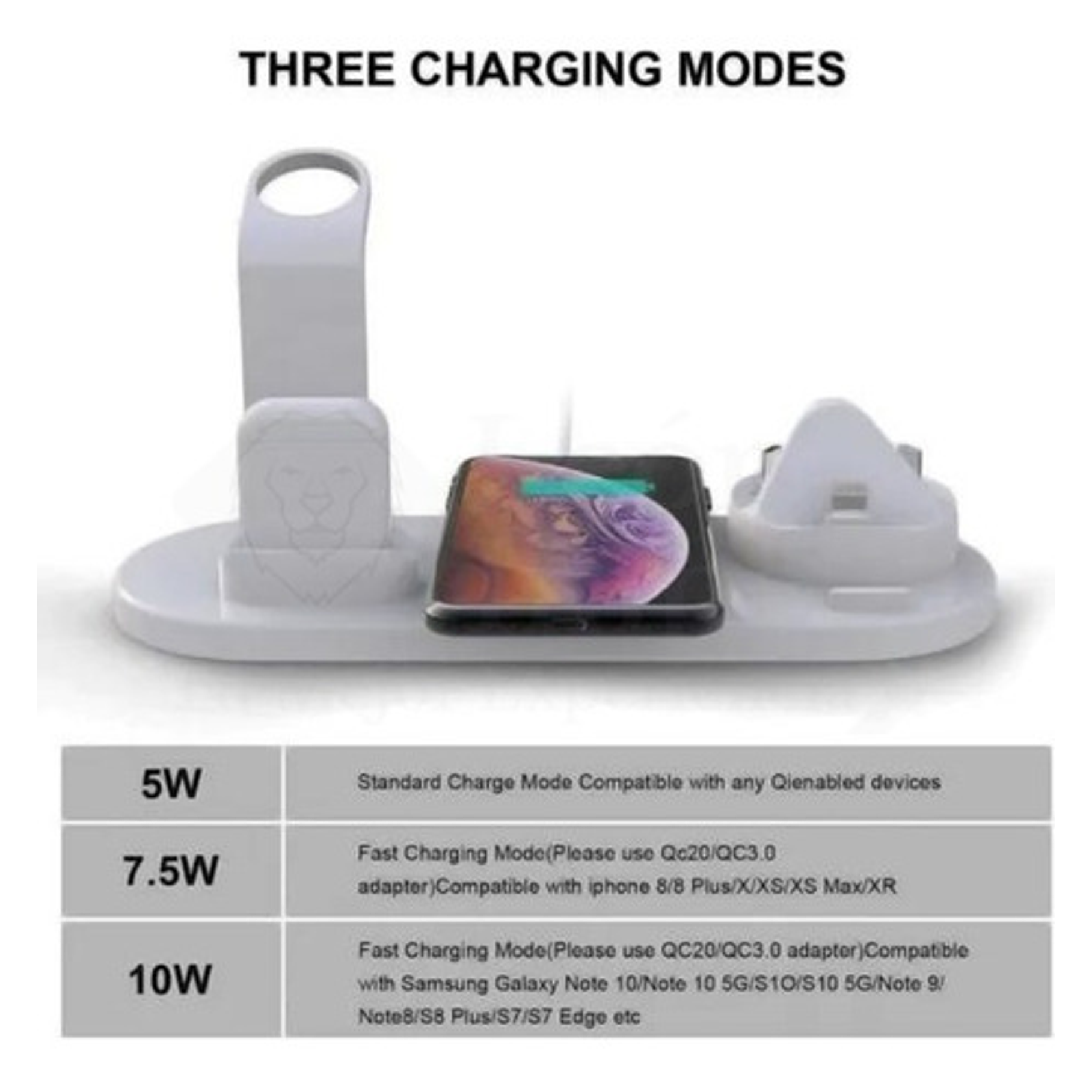 Estacion De Carga Inalambrica 4 En 1 + Cargador 20w 3a 11
