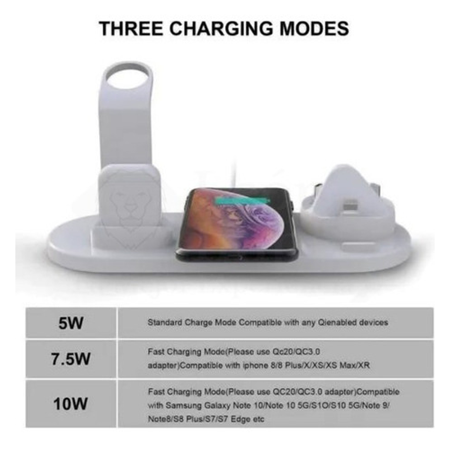 Estacion De Carga Inalambrica 4 En 1 + Cargador 20w 3a 11