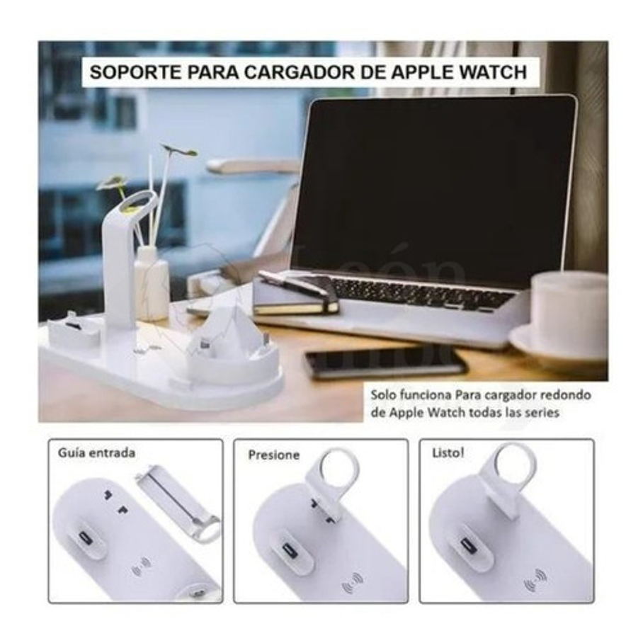 Estacion De Carga Inalambrica 4 En 1 + Cargador 20w 3a 12