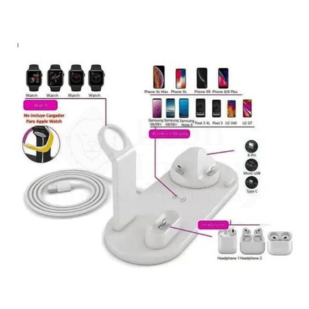 Estacion De Carga Inalambrica 4 En 1 + Cargador 20w 3a 13