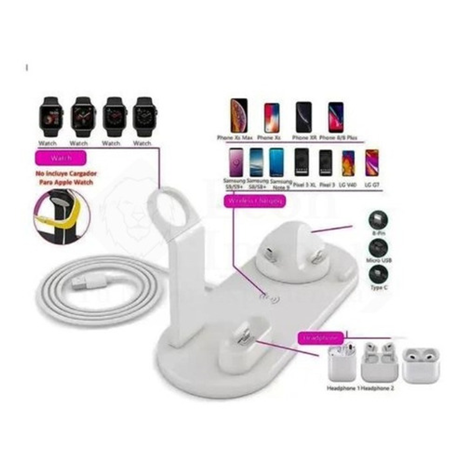 Estacion De Carga Inalambrica 4 En 1 + Cargador 20w 3a 13