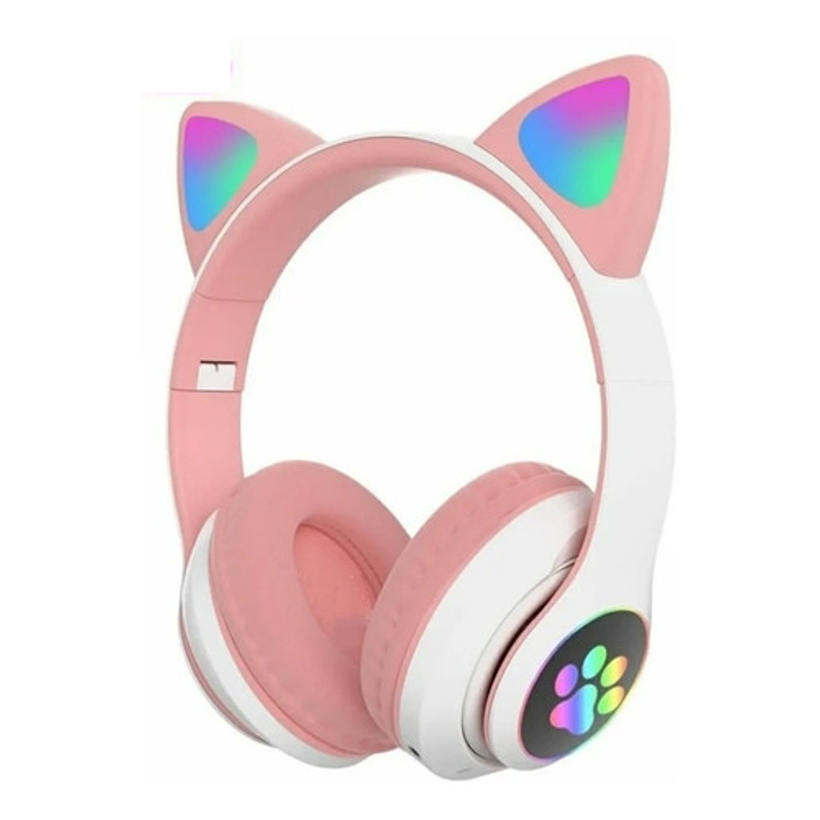 Audífonos Inalámbricos Cat Gato Rosa Luces Rgb 1