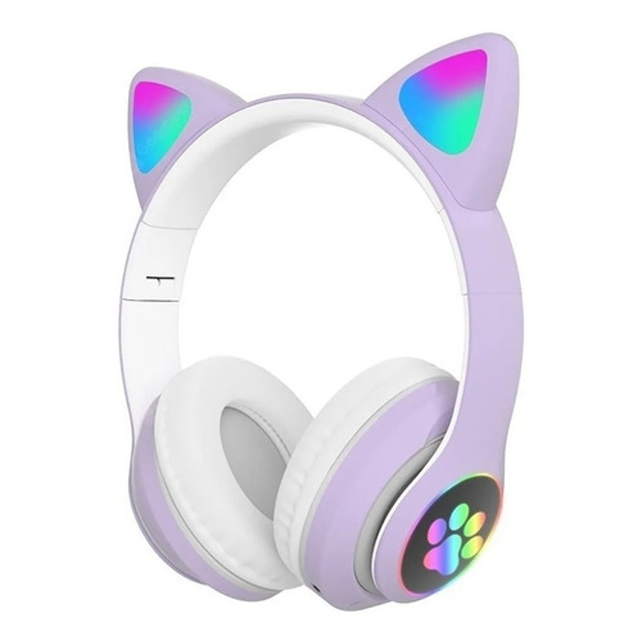 Audífonos Inalámbricos Cat Gato Morado Luces Rgb 1