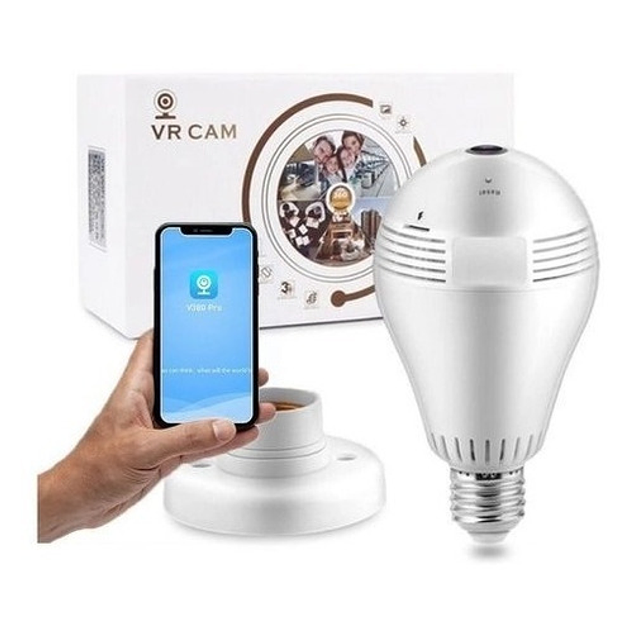 Ampolleta Led Con Camara 360° Hd Wifi Luz Blanco 1