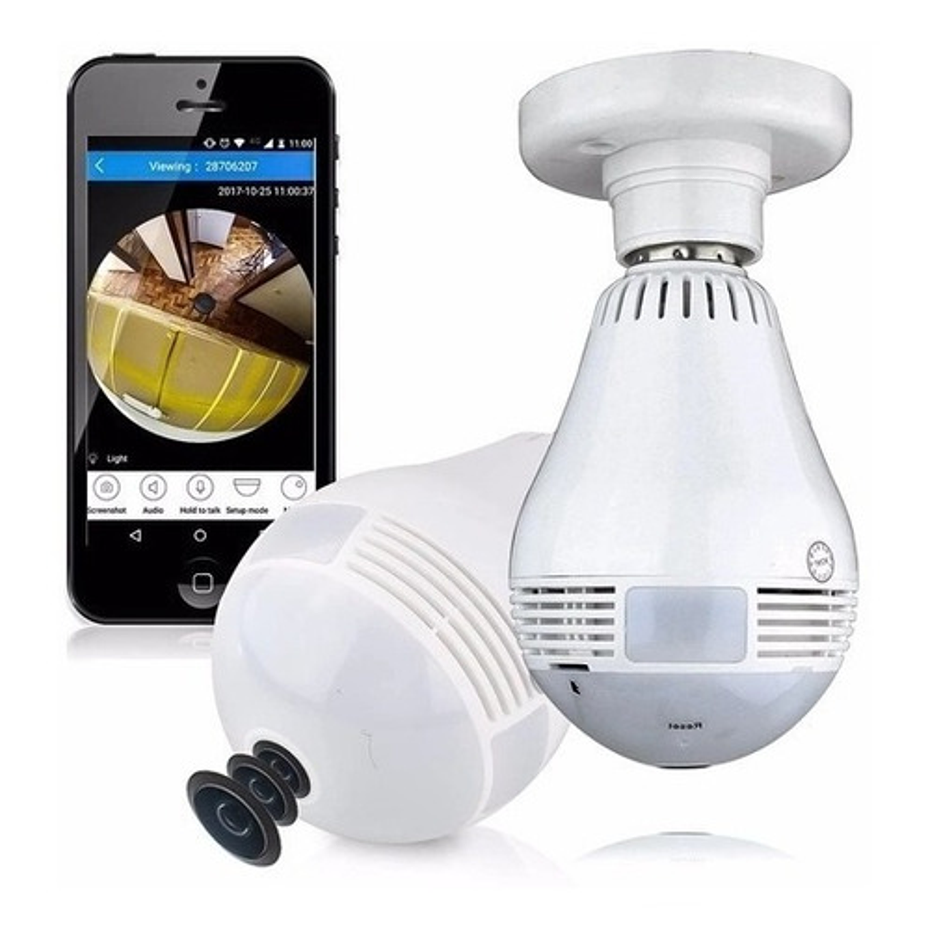 Ampolleta Led Con Camara 360° Hd Wifi Luz Blanco 2