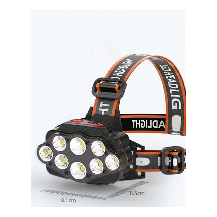 Lampara De Cabeza Led Recargable Con 8 Led Para Acampar 1