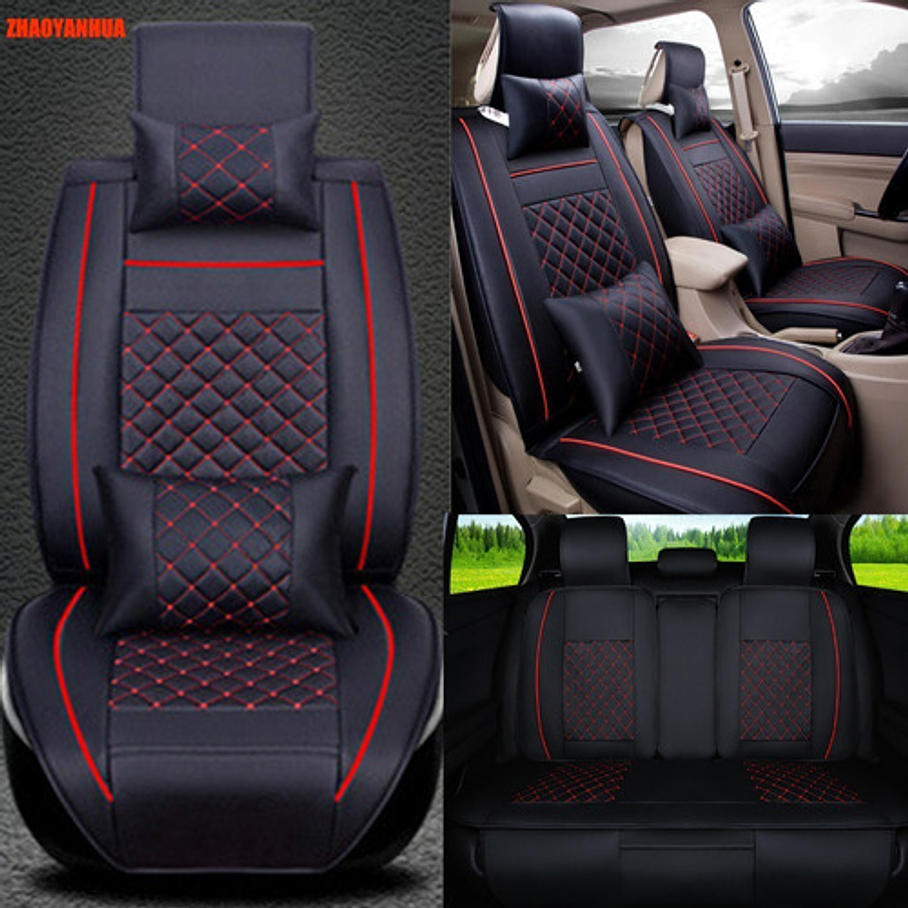 Kit Funda Cubre Asiento Cuero Auto Premium Luxury Almoadilla 16