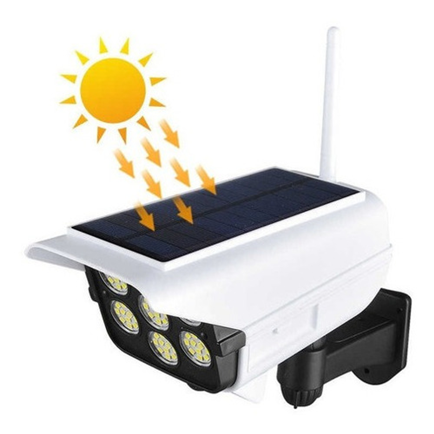 Foco Solar Estilo Camara + Sensor De Movimiento Camara Falsa Iluminación  2