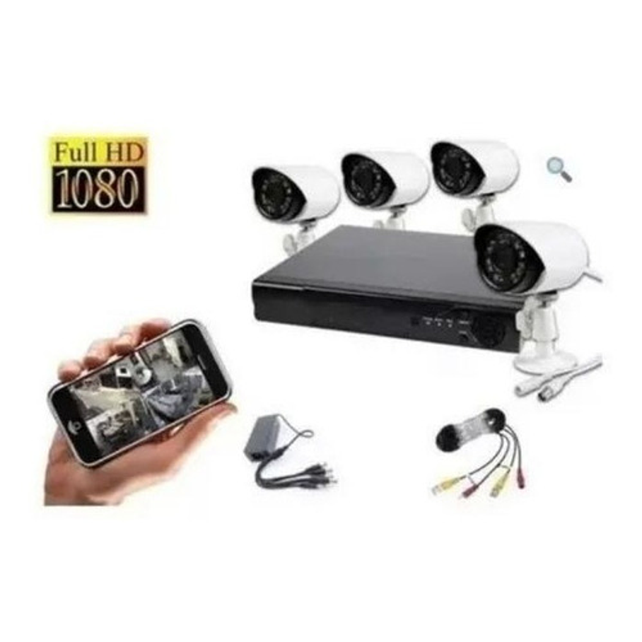 Kit Cctv Con 4 Cámaras De Seguridad Mas Dvr 1080p Full Hd 1