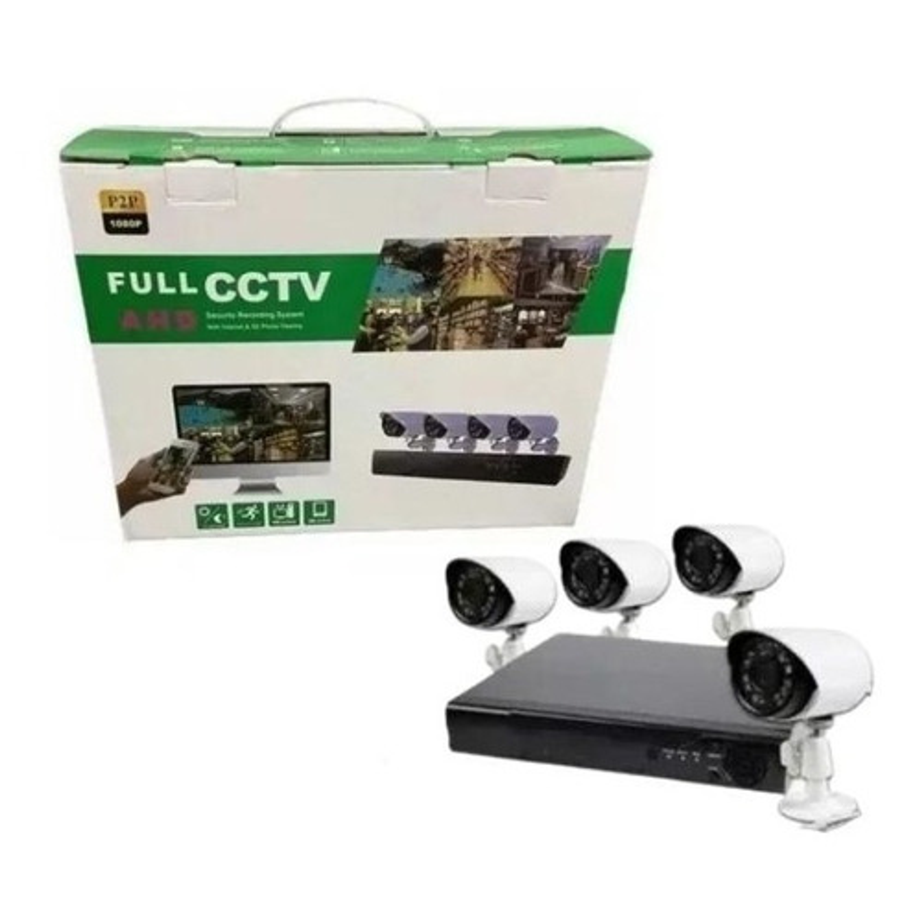 Kit Cctv Con 4 Cámaras De Seguridad Mas Dvr 1080p Full Hd 2