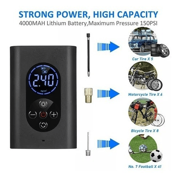 Compresor De Aire Bomba Aire Neumático Portátil Auto moto 4