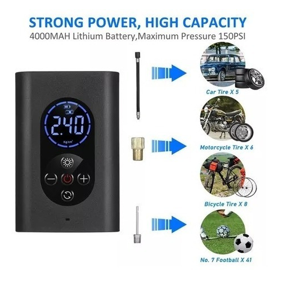 Compresor De Aire Bomba Aire Neumático Portátil Auto moto 4