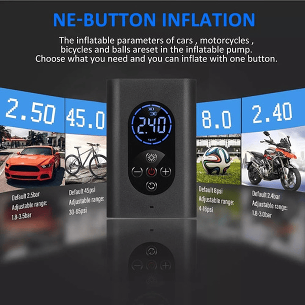 Compresor De Aire Bomba Aire Neumático Portátil Auto moto 7