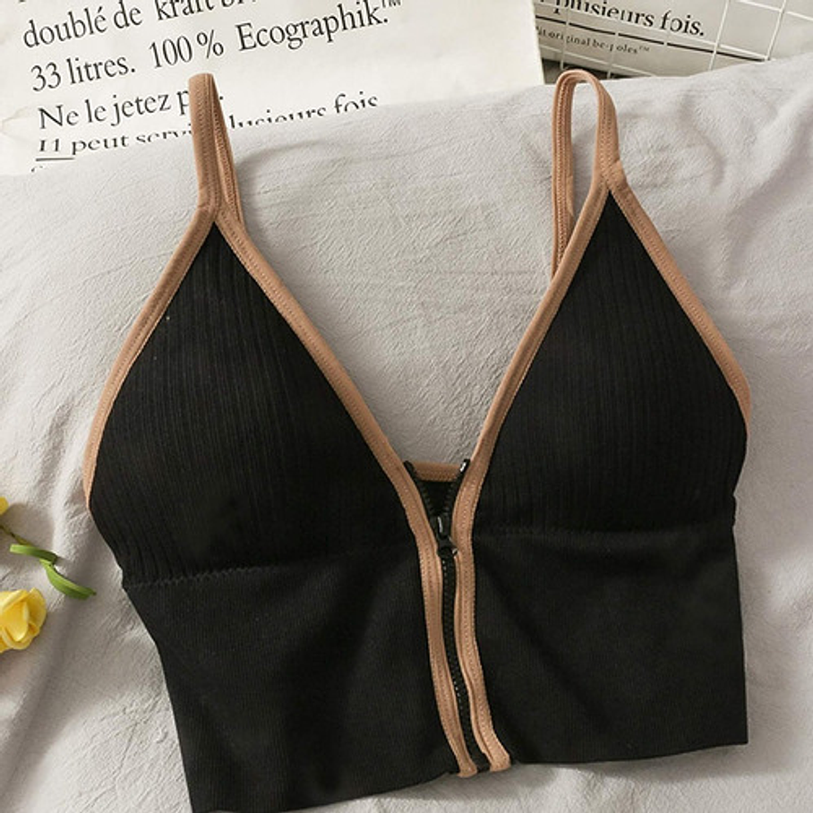 Crop Top Sujetador Con Cremallera Brasier Top Deportivo  7