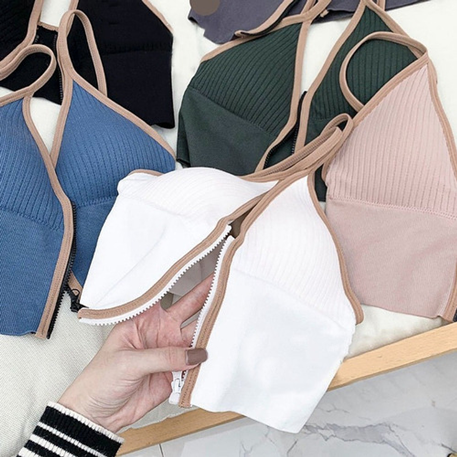 Crop Top Sujetador Con Cremallera Brasier Top Deportivo  11