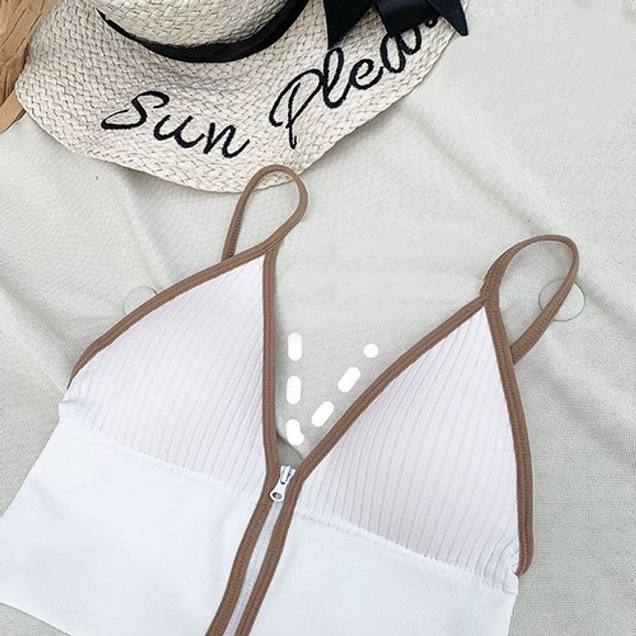 Crop Top Sujetador Con Cremallera Brasier Top Deportivo  12