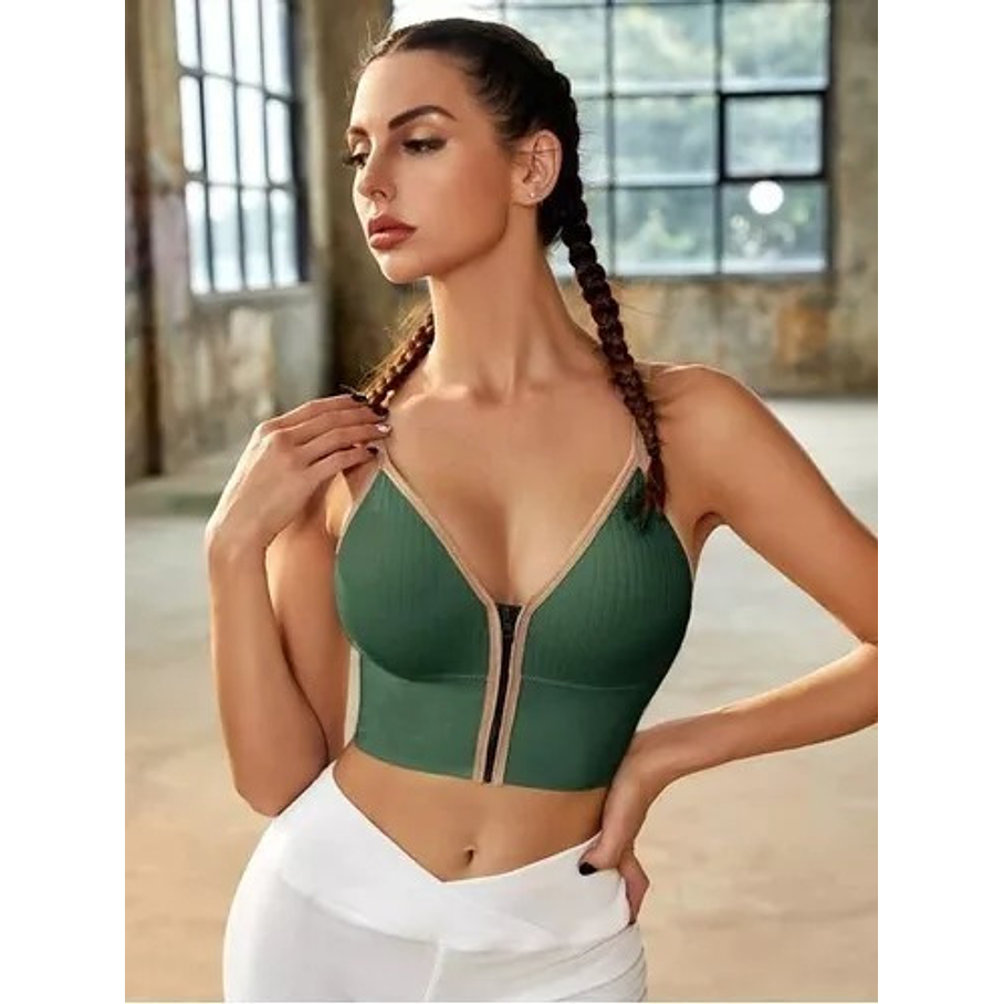 Crop Top Sujetador Con Cremallera Brasier Top Deportivo  21