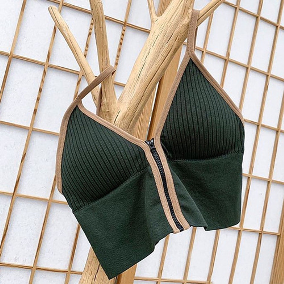 Crop Top Sujetador Con Cremallera Brasier Top Deportivo  22