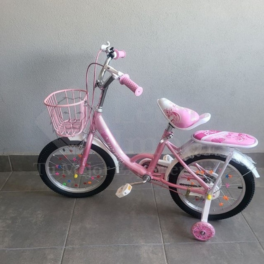 Bicicleta Aro 16 con Canasto Rosada Para Niñas  2