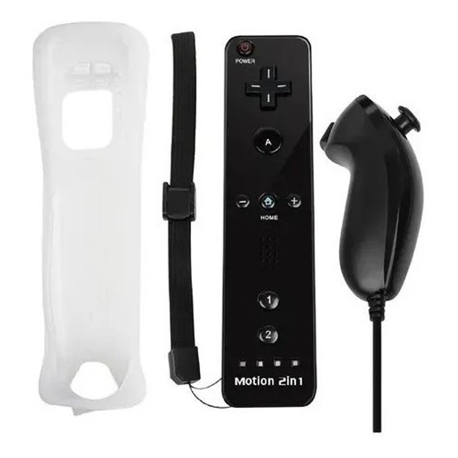 Joystick Para Wii Negro Control Wii Wiimote Mando Wii + Nunchuk 2
