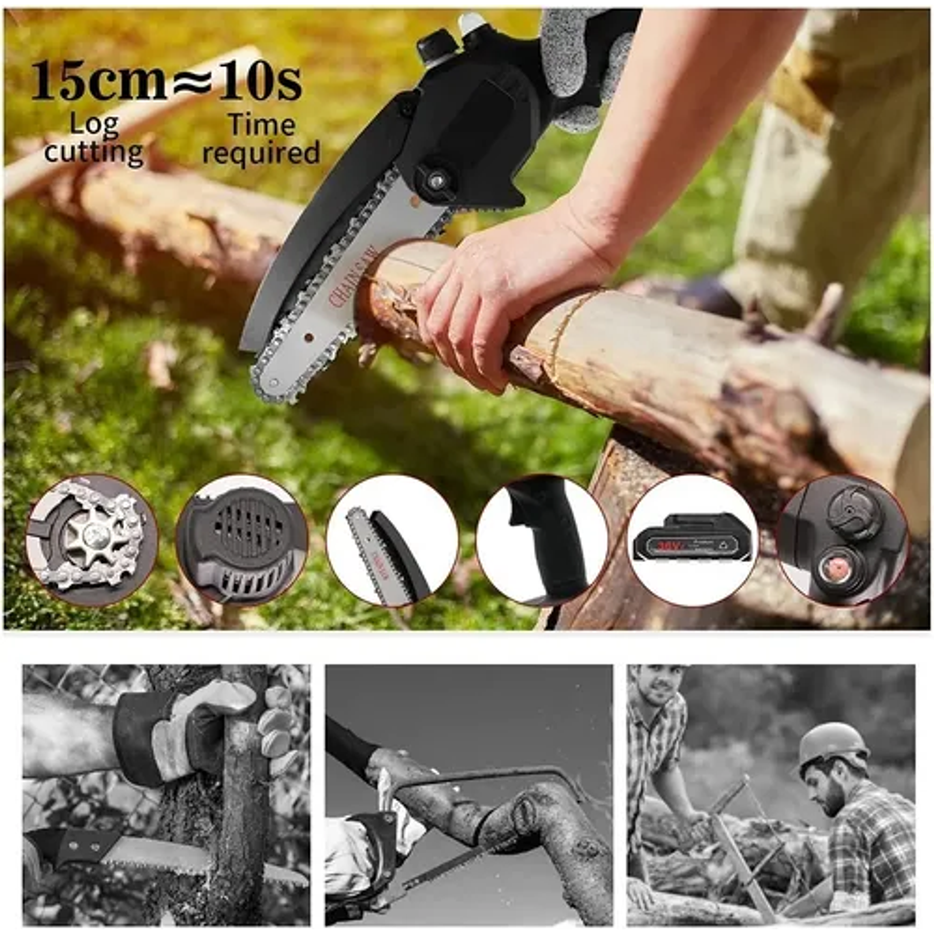 Mini Motosierra Eléctrica Inalámbrica Pequeña De 6 Pulgadas 2