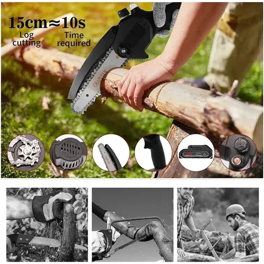 Mini Motosierra Eléctrica Inalámbrica Pequeña De 6 Pulgadas 2