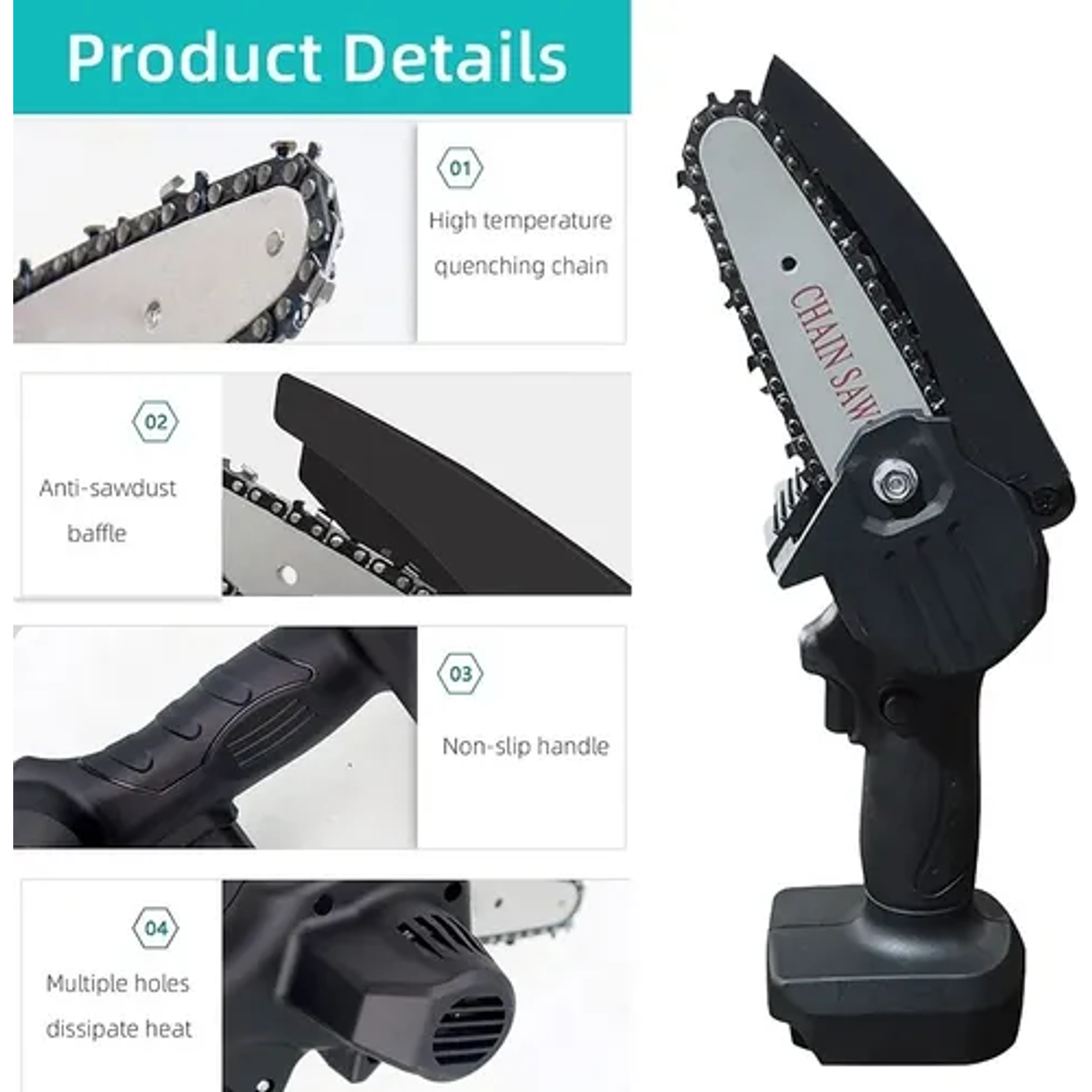 Mini Motosierra Eléctrica Inalámbrica Pequeña De 6 Pulgadas 4