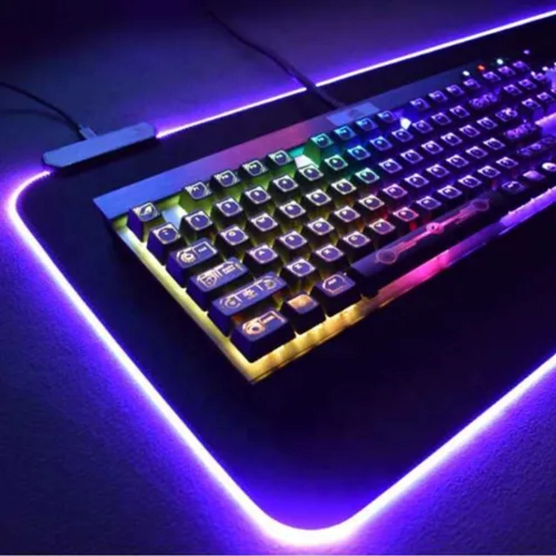 Mouse Pad Alfombrilla Antideslizante Y Luz Led Rgb Gamer 80x30 3