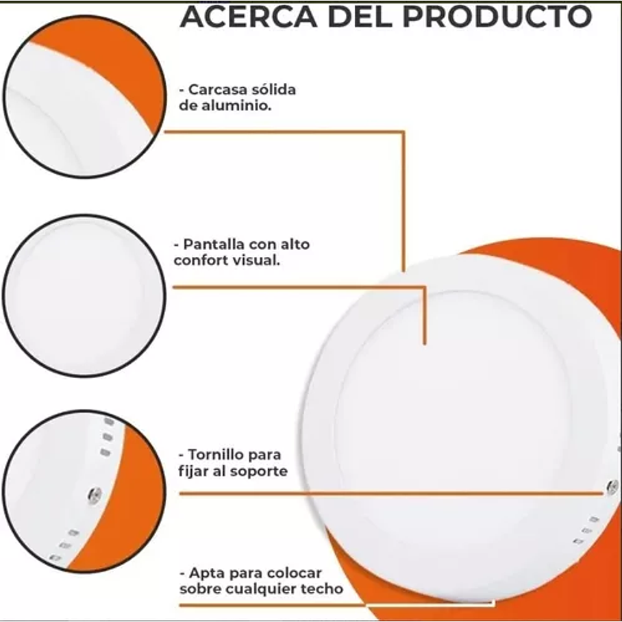 Lámparas Para Techo Led Blanco 18w Luz Suave Cálida Completa 7