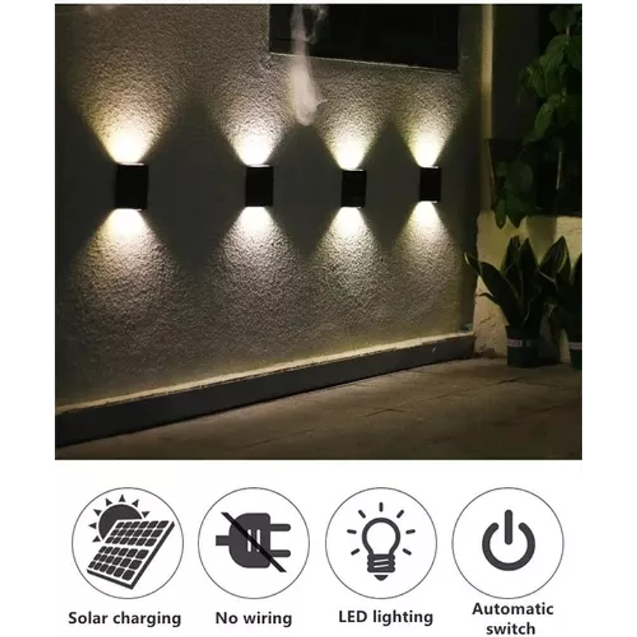 Pack 2 Lampara Solar de Pared Jardín Exterior  2