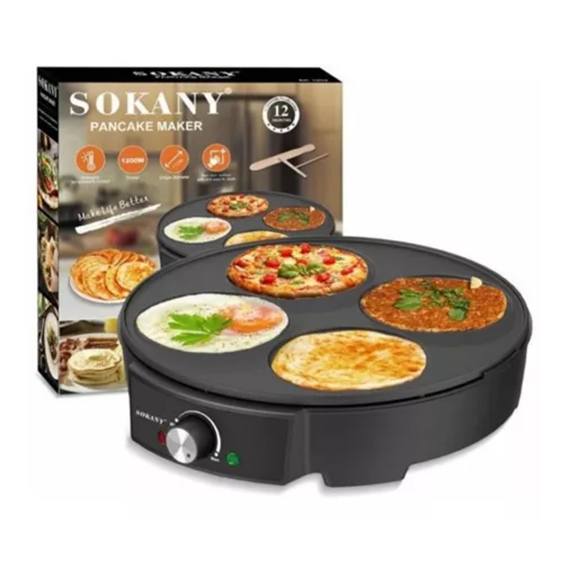 Parrilla Portatil Panquequera Crepes Plancha Eléctrica 2