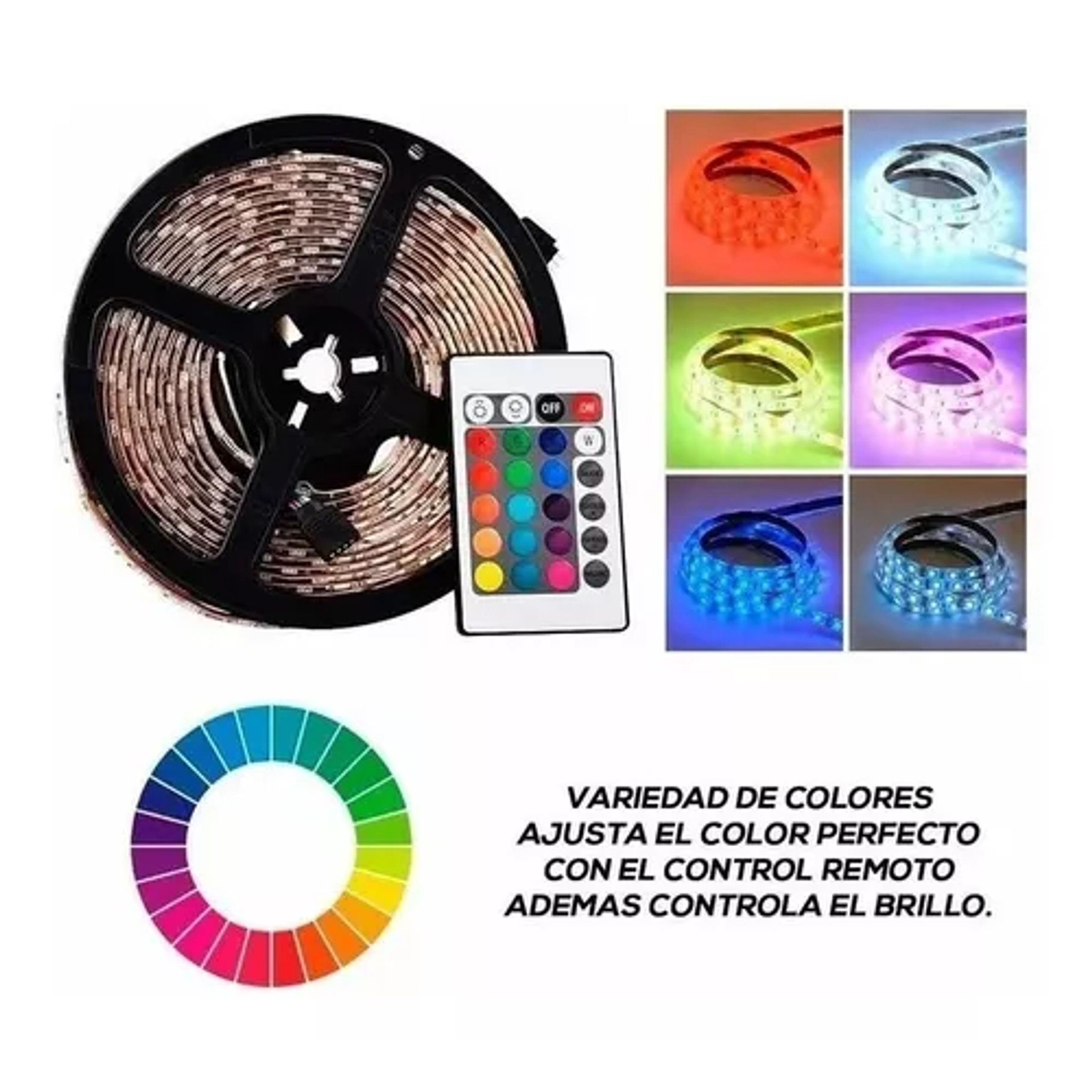 Tira Cinta Led  RGB Y Multicolor 5 Metros Con Control  3