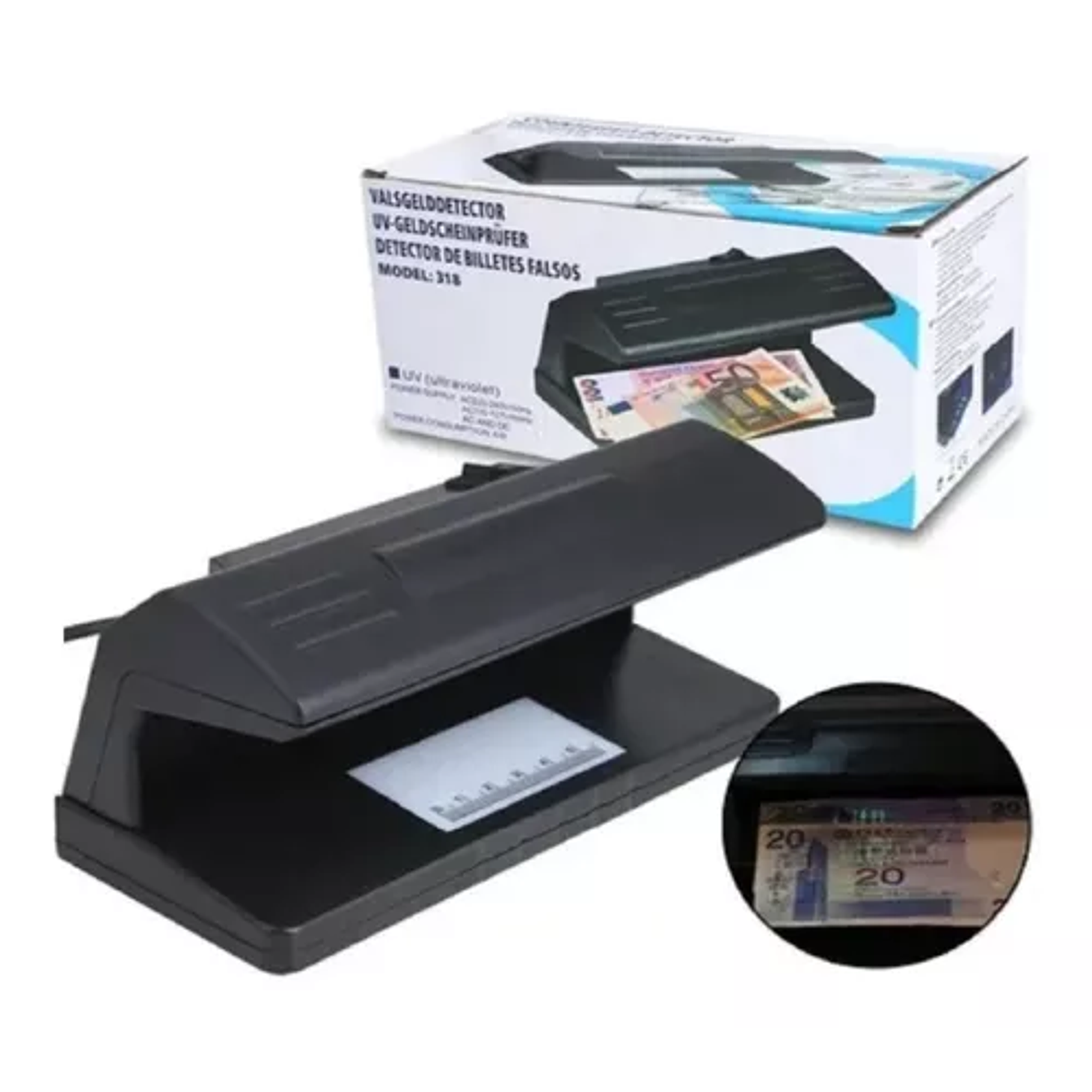 Detector Billetes Falsos Lampara UV Detector Anti-Robo  1