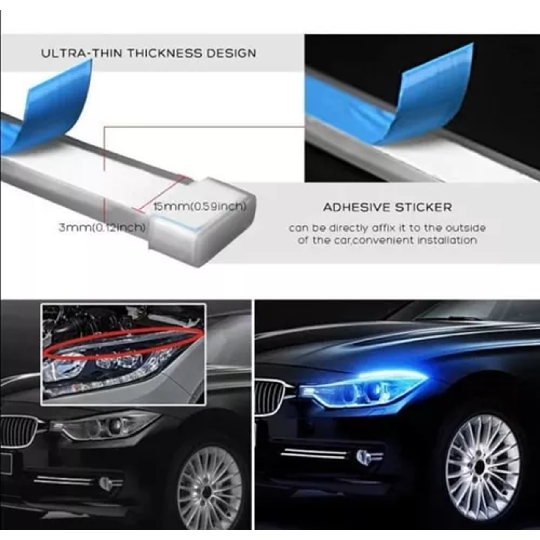 Packs Tira Led Flexible Direcciónal Foco Auto 60 Cm 2
