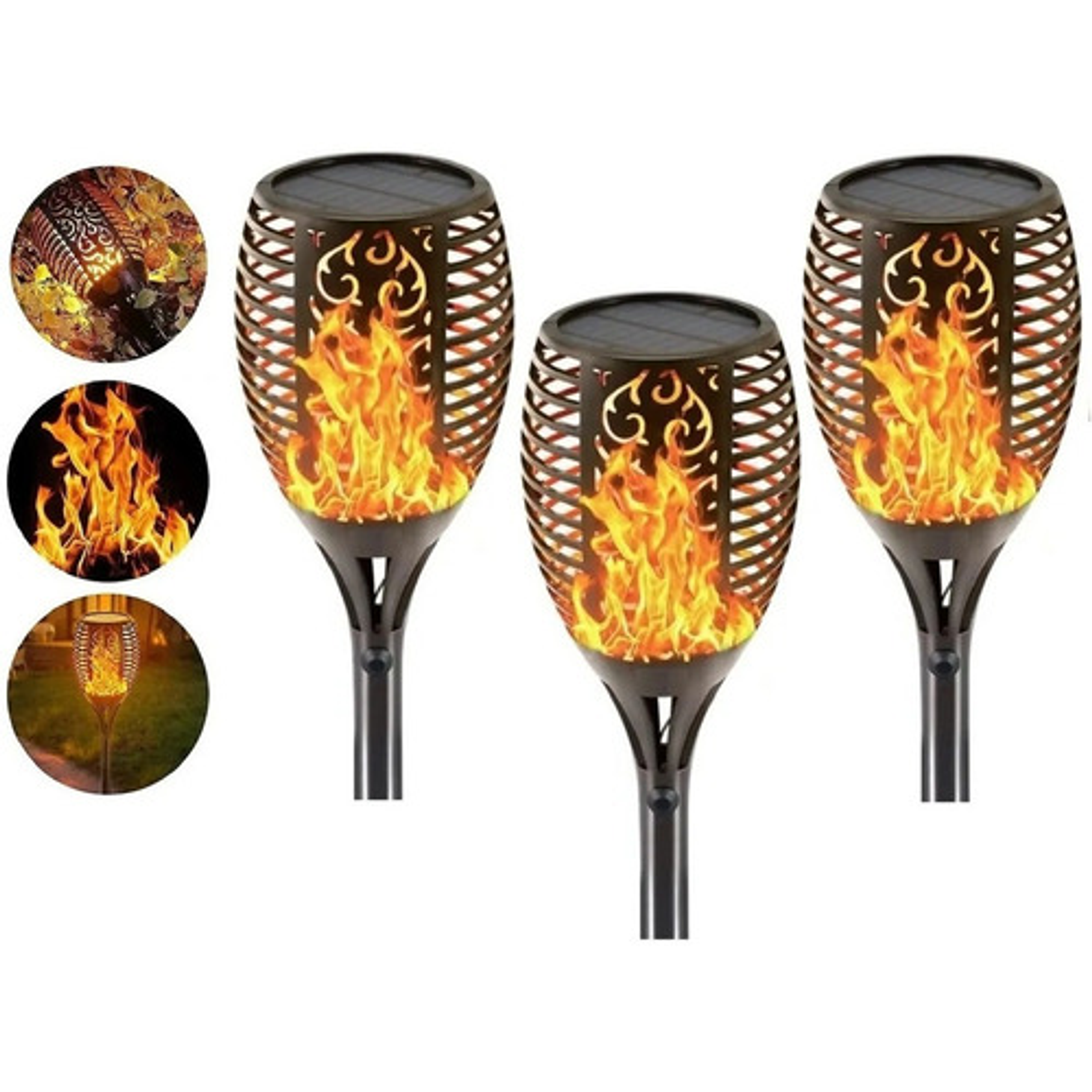 Pack X4 Lampara Solar Led Flama Antorcha Estaca Impermeables Pequeñas 52cm 1